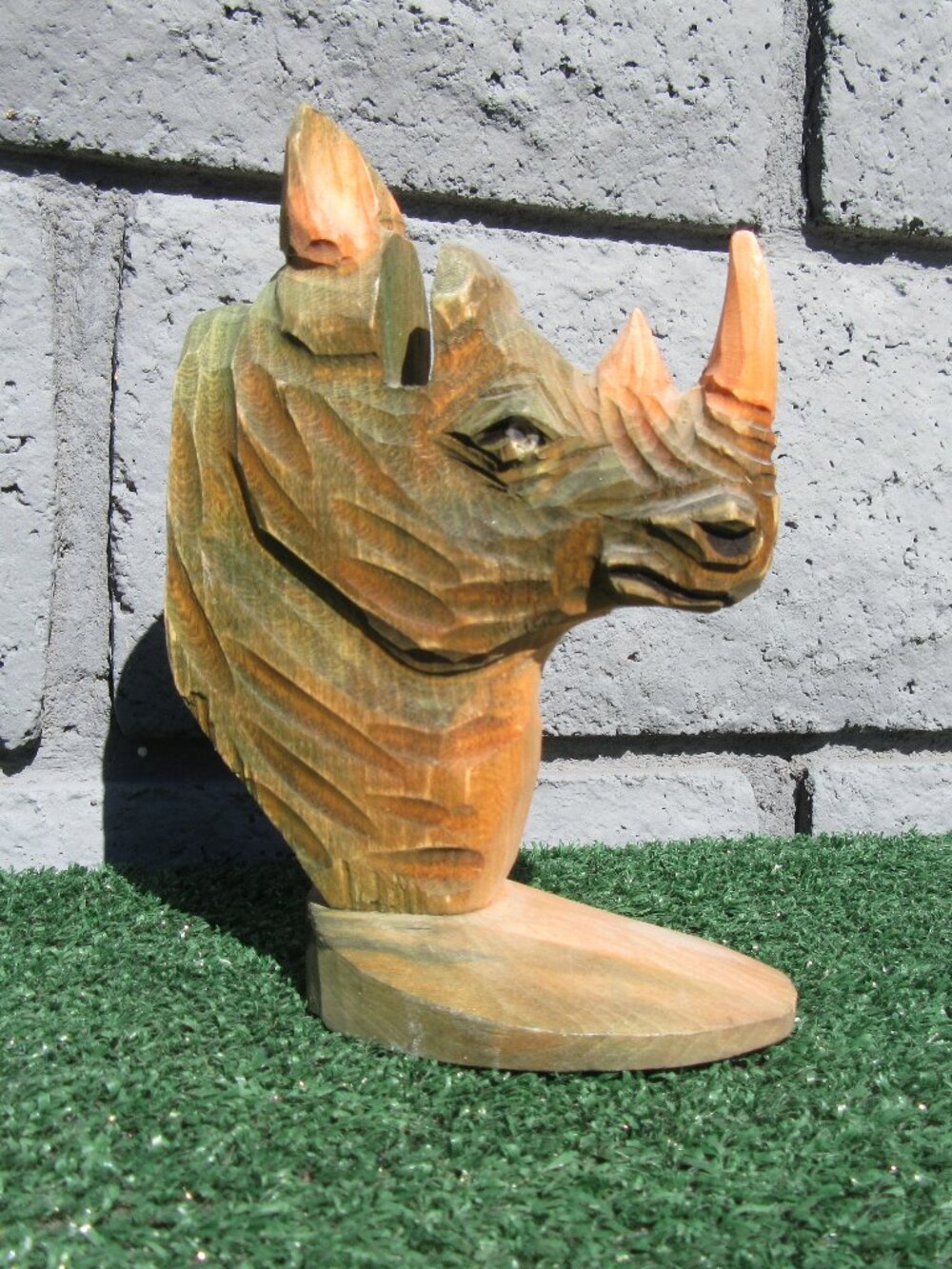 Carved Wood Rhinoceros Rhino Eye Glasses Holder